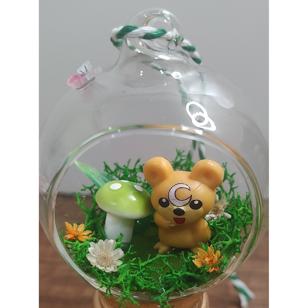 Teddiursa Christmas Ornament Handmade Glass Diorama Pokemon Anime Fairy Garden